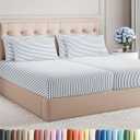 Split King 7 Piece Sheet Set - Comfy, Breathable & Cooling - Hotel Luxury Bedding for Women, Men, Kids, Teens and Children - 1 Flat & 2 Fitted Sheets & 4 Pillowcases w/ Deep Pockets - Blue Stripes 2