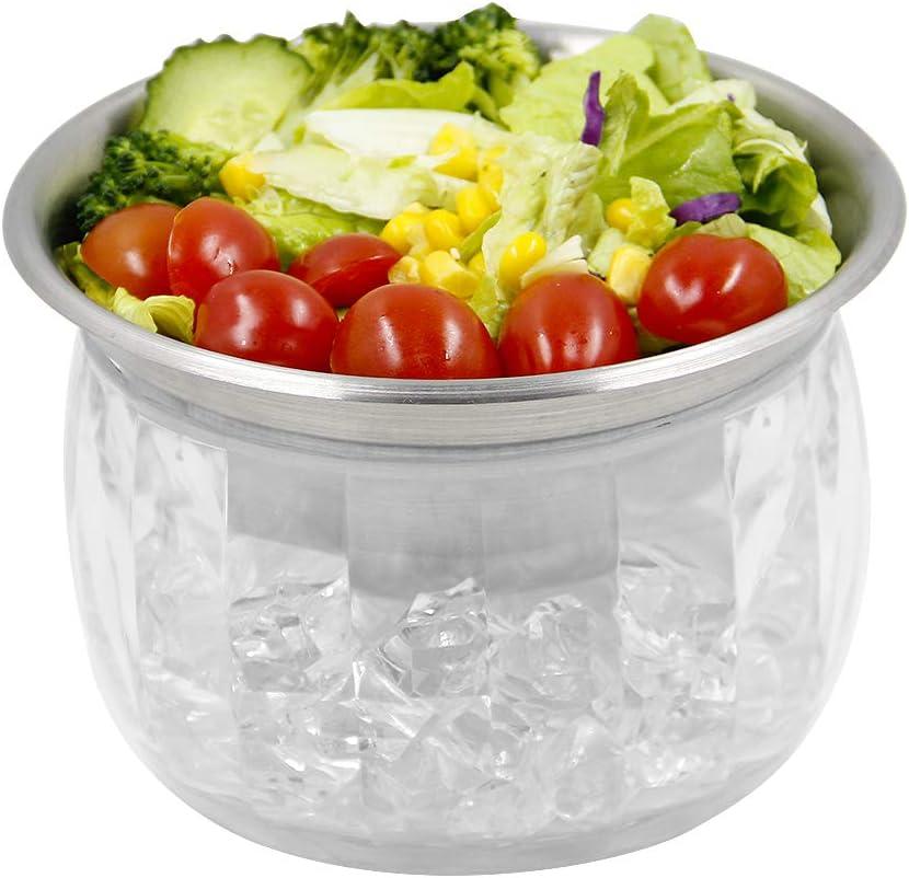 MorTime Ice Chilled Serving Bowl with Acrylic Ice Bowl Base, 20 OZ Cold Dip Salad Server Fruit Serving Dish for Dressing and More