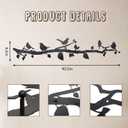 Tree Branch Wall Mounted Coat Rack with Hooks, Decorative Key Hanger, Bird Wall Decor