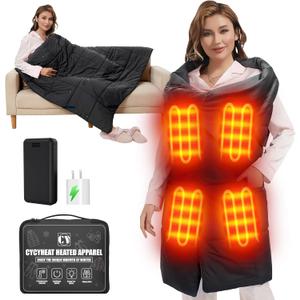 CYCYHEAT 20000mAh Heated Blanket Battery Operated - 7.4V DC Portable Wireless Cordless USB Heating Blanket for Outdoors