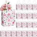 Supervitae 24 Pack Pink Floral Theme Gift Bags Medium Floral Party Favor Bags Flower Reusable Totes Non Woven Goodie Totes for Wedding Birthday Baby Shower Family Holiday Travel(9.8" x 7.9" x 3.9")