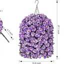 HyeFlora 4pcs Artificial Flowers for Outdoors Fake Pansy with Hanging Basket UV Resistant Silk Spring Faux Flowers for Outside Front Door Porch Yard (Light Purple)