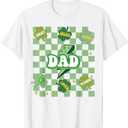 Mens Lucky Dad Conversation Shamrocks Pattys Day Groovy T-Shirt (Small)