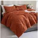 Andency Burnt Orange Twin/Twin XL Comforter Set, Twin Bed Comforter for College Dorm Girls Boys Kids Boho Terracotta Soft Warm Cute Comforter, 2 Pieces Aesthetic Chevron Bohemian Bedding Set