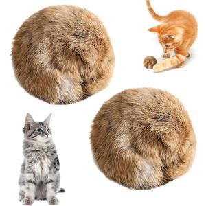 Rabbit Fur Ball Cat Toy, Soft Fluffy Cat Toy Ball, Soft Plush Cat Toy Balls for Bunny Kicks & Chase Games, for Indoor Fun to Chase