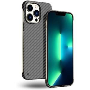 Ultra-Thin Frosted Soft Touch Skin Borderless Carbon Fiber Bump Texture Case for iPhone 15 Pro Max 6.7"(2023) - Slim Minimalist Lightweight Frameless Matte Hard Cover - Black