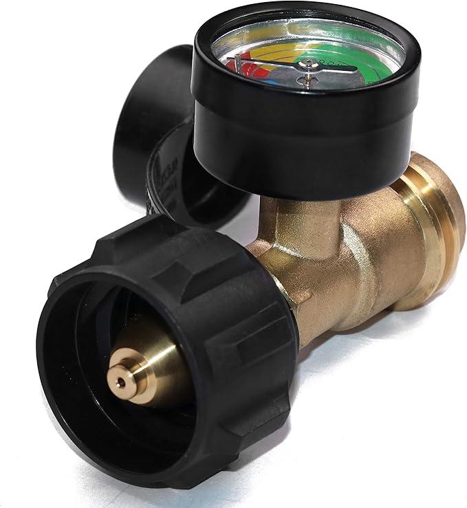 DOZYANT Propane Tank Gauge Level Indicator LP Gas Pressure Meter Color Coded Universal for Cylinder, BBQ Gas Grill, RV Camper, Heater and More Appliances - Type 1 Connection, Black