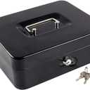 KYODOLED Locking Cash Box with Lock, Money Box with Cash Tray, Lock Safe Box with Key, Money Saving Organizer,11.81Lx 9.45Wx 3.54H Inches, Black XL Large