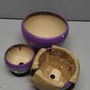 SOUJOY Set of 3 Ceramic Flower Pots, Gardening Plant Pot with Drainage Holes and Saucer, 7/5/4 inch Purple Round Succulent Herbs Cactus Planter for Indoor Outdoor