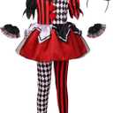 LMYOVE Girls Clown Costume, Halloween Dress Up for Kids (Large, Red&black)