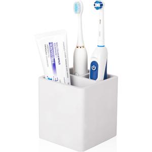 Diatomite Toothbrush Holders for Bathrooms, Electric Toothbrush and Toothpaste Holder 3 Slots Tooth Brush Organizer for Bathroom Countertop, Shower, Vanity - Greyish White