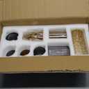 Rustic Wooden Tray with 8 Brown Glass Votive Candle Holders, Decorative Tea Light Holder Set for Mantel, Centerpiece, Dining Table Centerpiece Set, and Home Decor(Set of 8 Pieces)