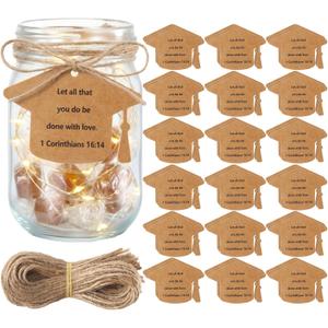 Eaasty 36 Pcs Graduation Gift Tags for Centerpiece Grad Inspirational with String of 2026 Attached Graduation Cap Christian Bible Verse Tag for Mason Jar 3 x 2.2 Inch for Highcollege Grad Party Favor