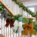 16 Pcs Neutral Christmas Velvet Bows 6 Inch Rustic Wreath Gift Bows Vintage Xmas Velvet Ribbon Bow for Christmas Tree Garland DIY Craft Wrapping Holiday Decor, Burgundy Red, Milky White, Khaki, Grey