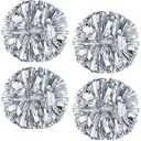 4Pcs Upgraded 12inch Metallic Cheerleading Pom Poms, HOLENGS Cheerleader Pompoms Cheer Poms for Kids Adults, Cheering Squad Pompoms for School Sports Games Dance Party (Silver)