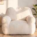 HUGHEAVEN Big Bean Bag Chair for Adults, Giant Oversized Bean Bag Couch, Comfy Reading Chair with Armrests, Soft Cozy Chair for Bedroom, Lounge Sofa for Gaming, Napping & Relaxing, Beige