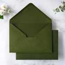 PONATIA 50 PCS/Pack A7 Envelopes, 5.25 x 7.25'' Olive Green 5x7 Envelopes for Weddings Invitation Cards, Christmas Gift Cards, Acrylic Invitations, Photos and Any 5x7" Inserts