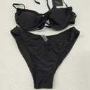 ZAFUL Women High Cut Bikini Sets String Sexy Swimsuit Two Piece Underwire Bathing Suit Brazilian Cheeky Cut Out Cute Swimwear (Black)