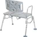 Drive Medical 12025KD-1 Folding Universal Sliding Transfer Bench, Gray