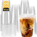 100 pcs 16 oz Plastic Cups With Sip Lids, Disposable Clear Plastic Cups With Sip Lids for Iced Coffee, Cold Drinks, Smoothie and Milkshake, Ideal for Home Party Cateing & Small Bussiness