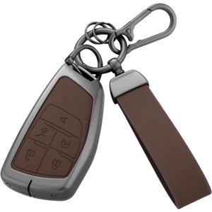 Key Fob Cover with Heavy-duty Keychain For Chevy Silverado 1500 GMC (Brown)