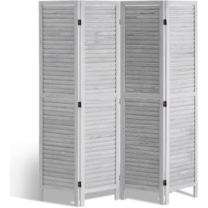 VEVOR Wood Room Divider, 4 Panel Folding Privacy Screen, 66.9 Inches Tall Indoor Wooden Partition, Portable Decoration Screen, for Room Separation, Home, Office, Restaurant & Bedroom (Light Grey)