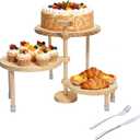Cupcake Stand, Wood Cake Stand, Cupcake Display Stand, Wedding Cake Stands, 360°Rotatable Cupcake Stands for Party, 3 Tier Cupcake Stand, Cup Cake Tower Stand for Birthday Anniversary Party Decoration