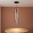 Modern Chandelier 5 Lights Cluster LED Black Long Large Hanging Pendant Lighting High Ceiling Fixture for Hallway Stairs Staircase with Remote Control