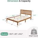 Novilla Queen Bed Frame with Headboard, Solid Wood Bed Frame Foundation with Wood Slat Support, No Box Spring Needed, Easy Assembly, Oak