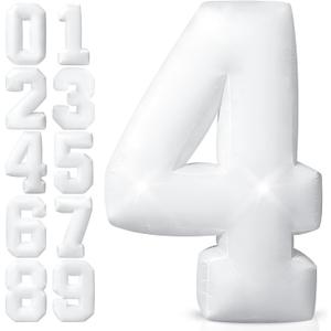 5FT Giant Inflatable Light Up Number 4 Easy Setup Decoration | Blow Up Marquee with Built-in 3LED 4th Birthday Party Supplies for Boys Girls, Yard Garden Decor for Anniversary Celebration