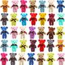 51 Packs Mini Teddy Bear Toy Plush Stuffed Tiny Bear Doll for DIY Keychain Birthday Wedding Party Favor Valentines Gifts, 17 Colors