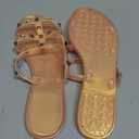 OMGard Women Flats Sandals, Studded Jelly Shoes Size 8.5 Gold Glitter Dressy Summer Beach Rivets Strappy Jellies Slide Slip On Open Toes, Size 40