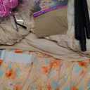 Yaomiao 8Pcs Old Lady Costume Set for Women Fat Suits Grandma Dress Suits Short Sleeve Robe Granny Wig Crutch (Cute Gray Hair, Large)