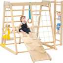 Wofafa Jungle Gym, Toddler Climbing Toys, Indoor Playground Climbing Toys for Toddlers, Montessori Style Playground Sets for Backyards with Slide, Climbing Wall, Rope Wall Climber, Monkey Bars, Swing