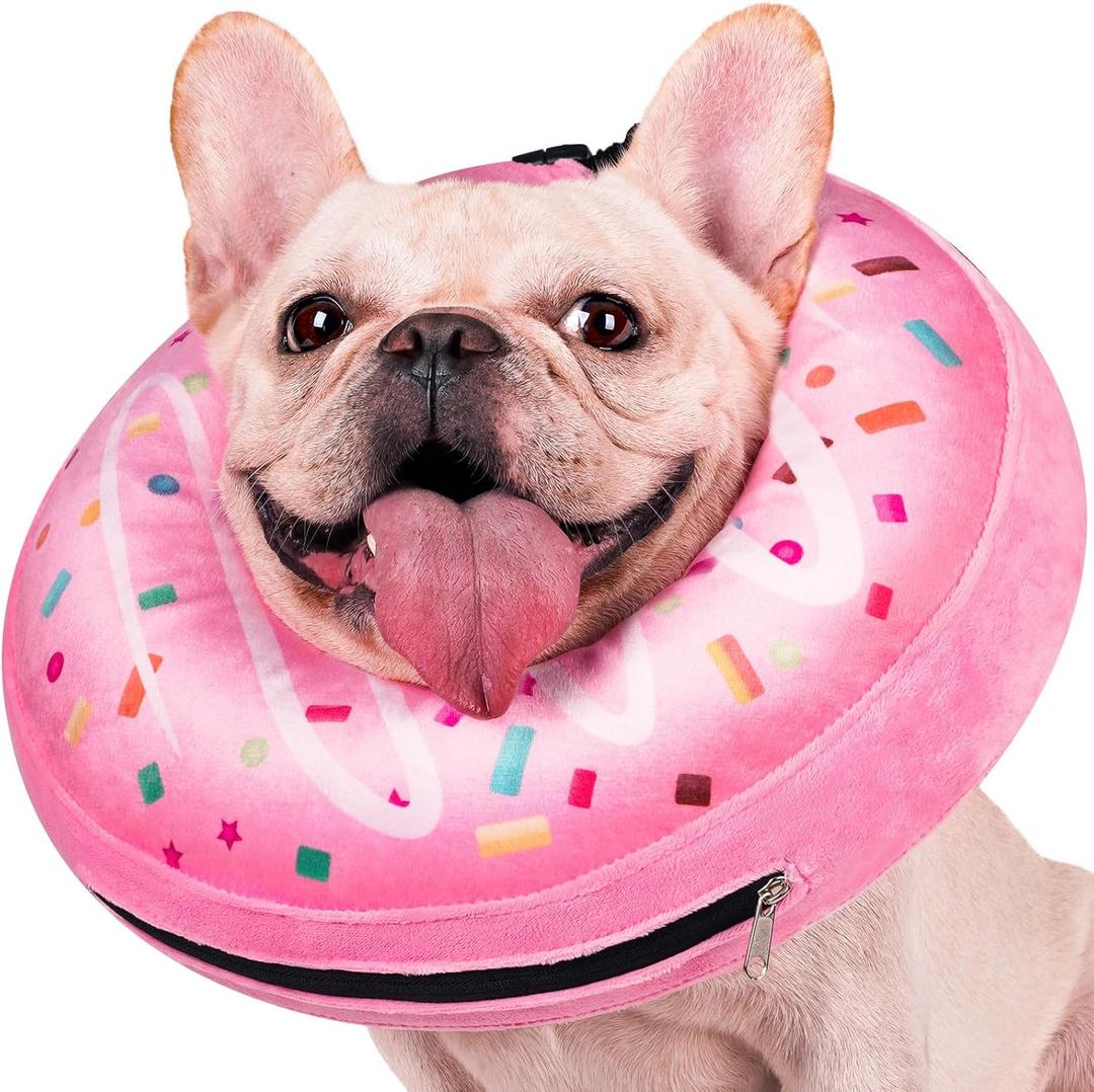 Didopet Dog Pillow Cone Collar After Surgery, Donut Soft Neck Cone for Pug Dachshund Medium Dogs, etc, Recovery E Collar to Stop Licking Pink