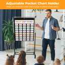 Adjustable Pocket Chart Stand, Rolling Pocket Chart Holder with Casters & 7 Rings, 35.75-63" Height, Teaching Supplies for Classroom Room Educational Tools