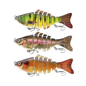 UOZAZE Glide Bait for Fishing, Fishing Lures Freshwater and Saltwater, Glide Bait for bass, Sunfish Lifelike Jointed swimbait for Bass Walleye, ‎Slow Sinking Bass Fishing Lure, Gifts for Men,Set of 3