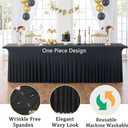 2 Pack Black Spandex Tablecloth for 8 Foot Rectangle Tables, Wrinkle Free Fitted Table Cloths 8ft Stretchy Table Clothes Cover Desk Skirt for Parties Weddings Birthday Banquet Baby Shower