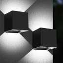 ledmo LED Up and Down Outdoor Wall Lights 20W Anti-Rust Adjustable Modern Wall Sconces Exterior Light Fixture Waterproof 6000K Black Porch Lighting for Patio Yard Garage Wall Mount Lighting 2 Pack