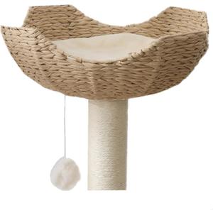 SHENGOCASE 18" Large Cat Tower Tree Add ons Accessories Replacement Part Basket Bed, Handwoven Wicker Rattan Nest Bowl with Soft Cushion (17.7, 1PC)