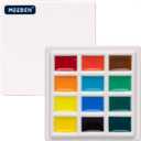 MEEDEN Ceramic Watercolor Palette with Cover, 12-Well White Porcelian Mixing Tray Artist Painting Palette with Lid, Square Painting Tray Palettes for Watercolor Gouache Acrylic Painting, 3" x 3"