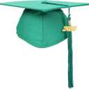 2 x Newrara Graduation Unisex Matte Adult Graduation Cap with Tassel (Green)