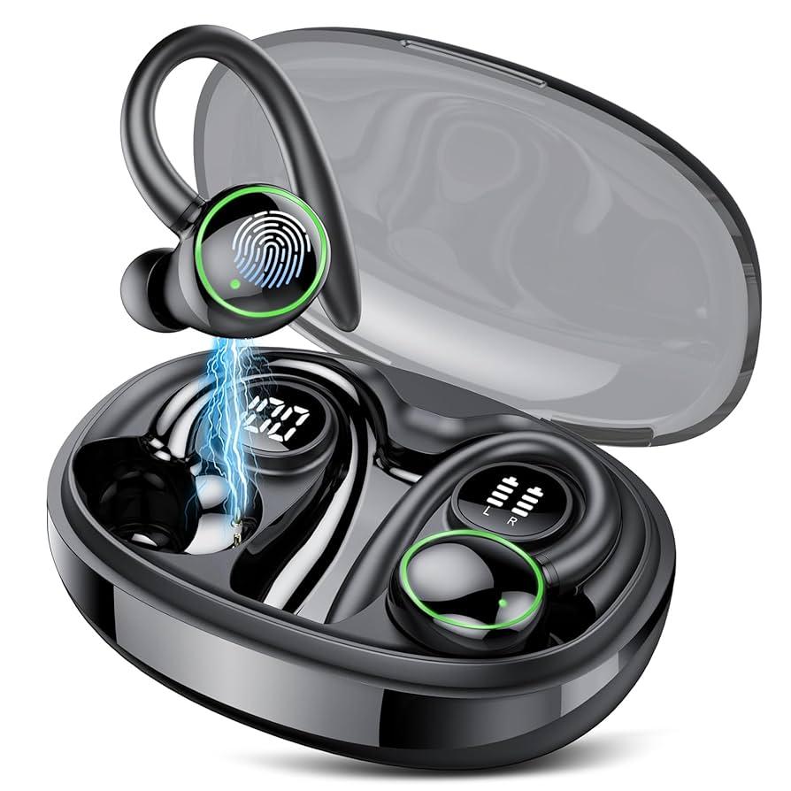 Wireless Earbuds Bluetooth Headphones Sport, Bluetooth Earbuds Stereo Ear Buds, Noise Cancelling Mic, IP7 Waterproof Headset for Workout/Running,Black