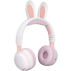 Foldable Bluetooth 5.0 Headphones with Microphone Cute Rabbit Ear Over Ear Headphones for Teens Adults, 12 Hours of Listening Time, TF/Aux, Built in 7