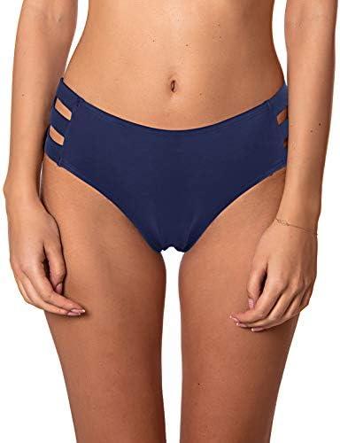 Ocean Blues Women's Strappy Bikini Bottom Full Coverage Swim Briefs, L