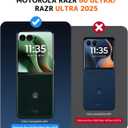 NINKI for Motorola Razr 2025 Ultra Case with Screen Protector,Hinge Protectve Cover for Motorazr 60Ultra Rugged Dropproof Ultra Slim Leather Case for Moto Razr 2025 Ultra Black