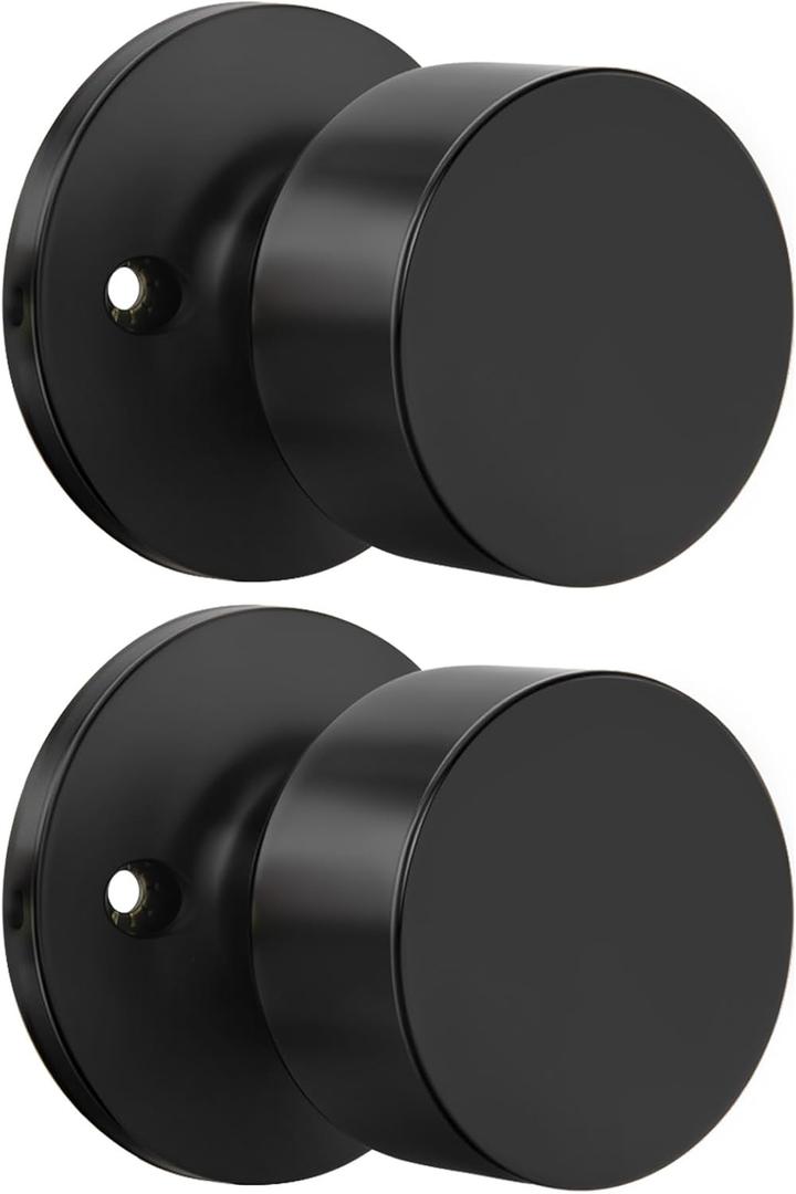 Haidms Matte Black Dummy Door Knob, Non-Turning Function Half Door Knob, Single Side Black Door Knob for Closet & French Doors 2 Pieces