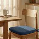 2 Pack Navy Blue Chair Cushions with Ties Removable Covers, D-Shape Dining Kitchen Chair Seat Pads Non Slip 17"x16"