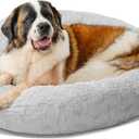 Best Friends by Sheri The Original Calming Donut Dog Bed for Extra-Large Dogs up to 150 lbs, Lux Faux Fur, Gray, 45" x 45"