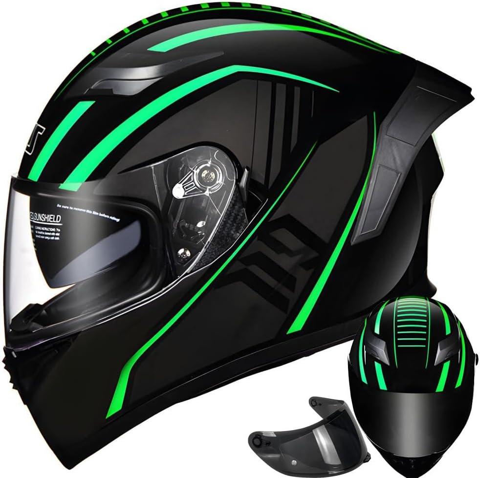 Full Face Motorcycle Helmets DOT Approved Motorcycle Street Bike Helmets with Extra Tinted Visor, Helmets for Adults Motorcycle, Lightweight ABS Shell for Adults Men and Women
 (M54~57CM)